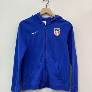Nike Kids Royal Blue USA Zip-Up Hoodie Sz L